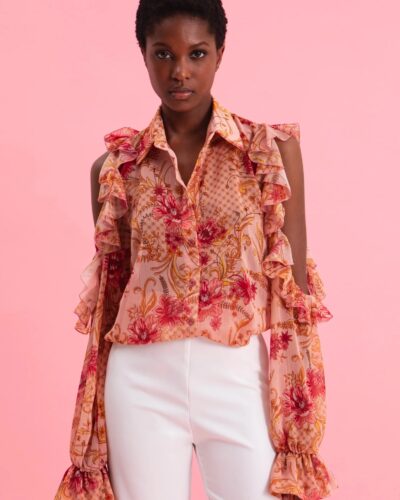 Dusty pink shirt with gold