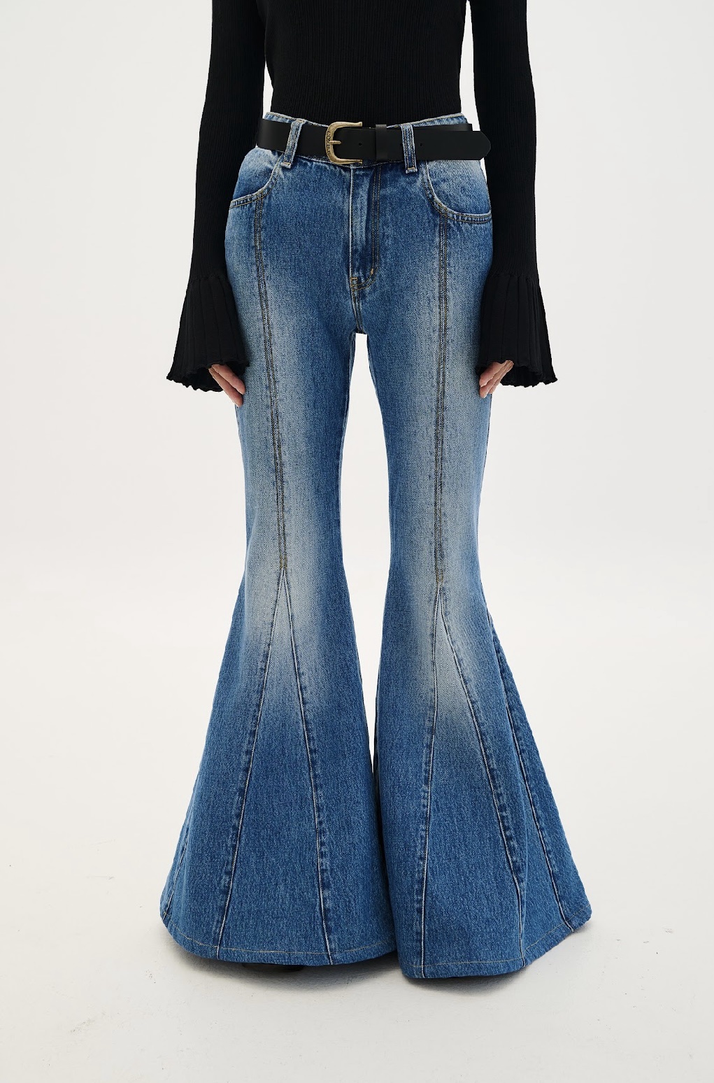 Denim παντελόνι καμπάνα ραφή - Image 3