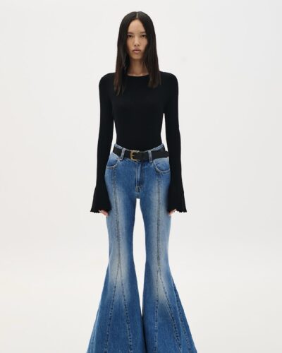 Denim παντελόνι καμπάνα ραφή