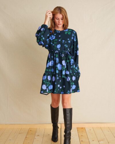 Pixel Rose Blue Mini Dress