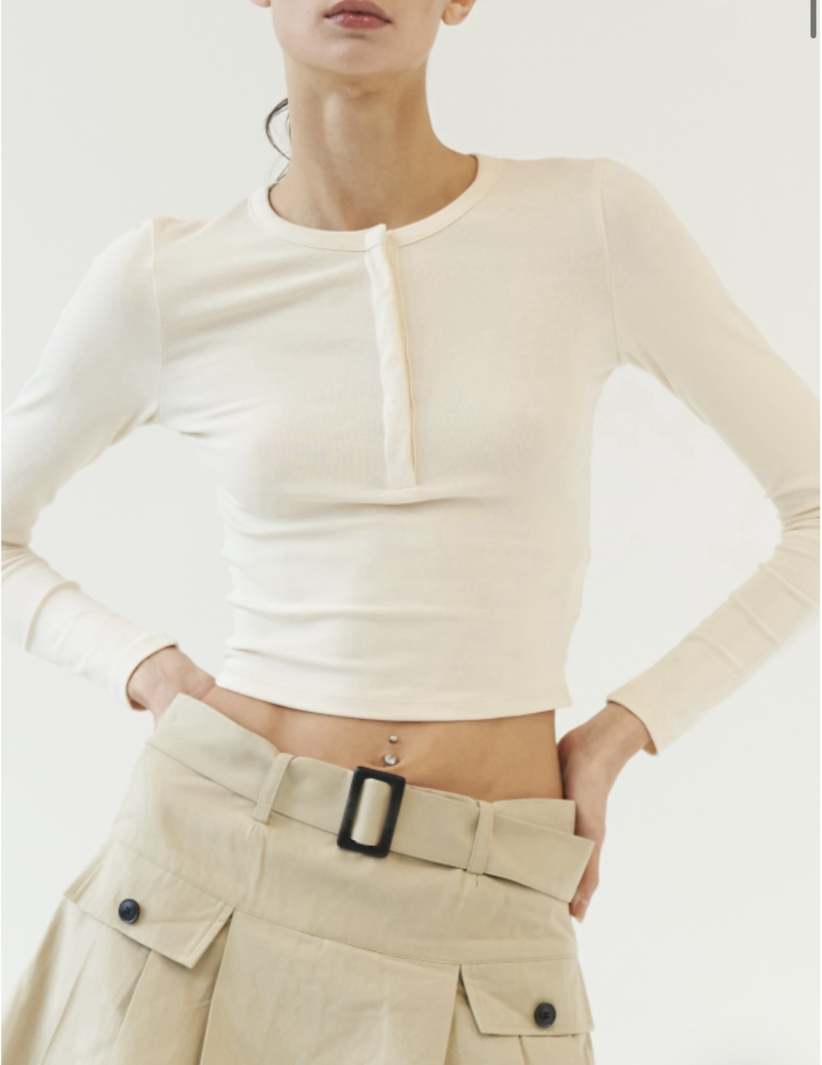 Nora Buttoned Cropped 2 colours - Image 2