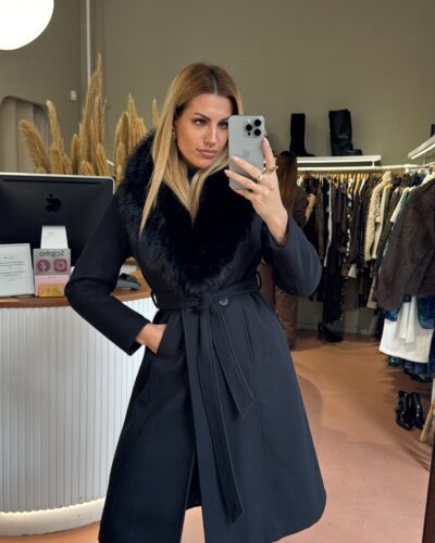 Black Velvet Fur Coat