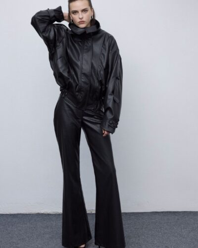 Leather Knots Flared Pants