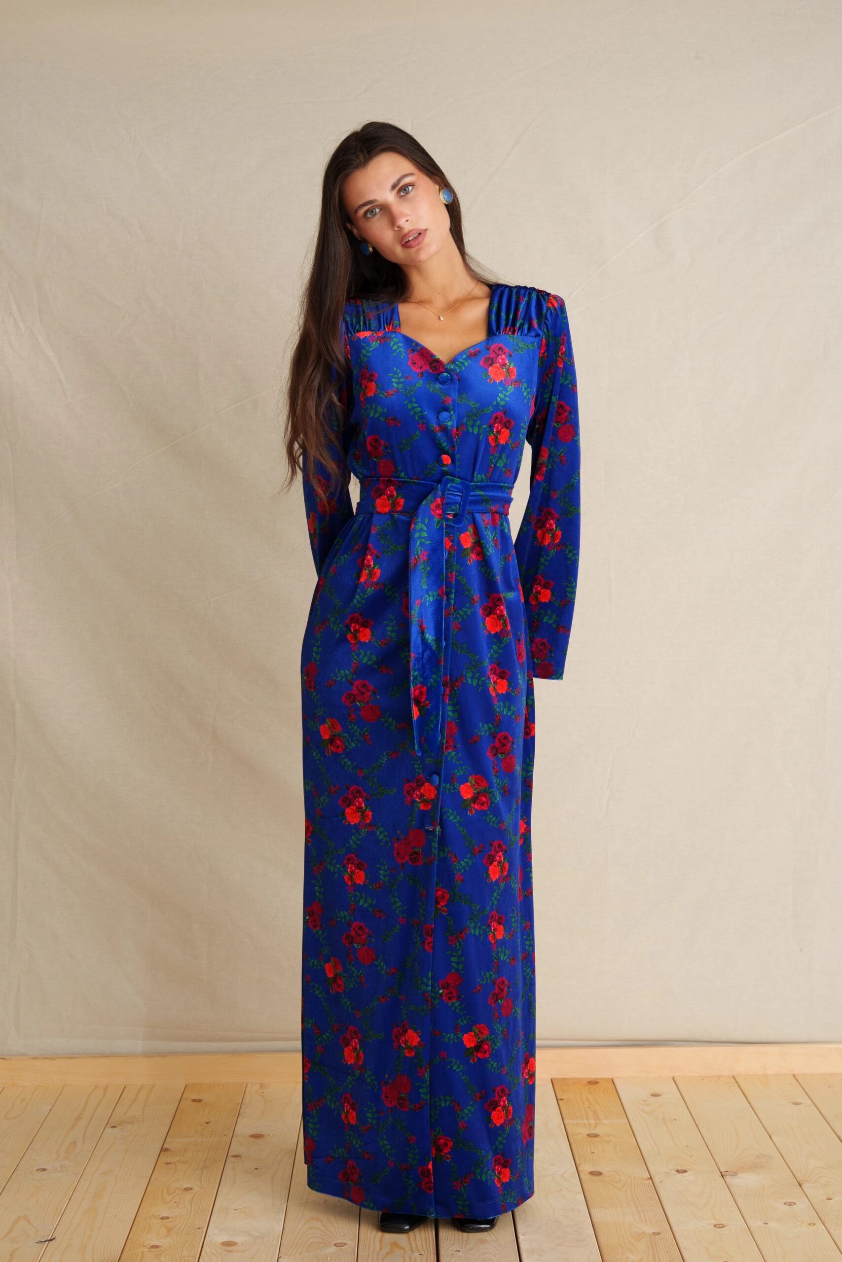 Electric Affair Velvet Maxi Dress