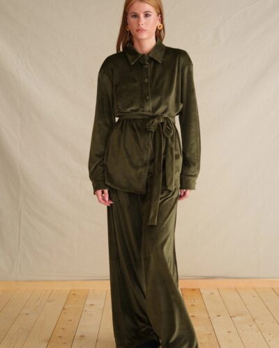 Retro Khaki Velvet Set