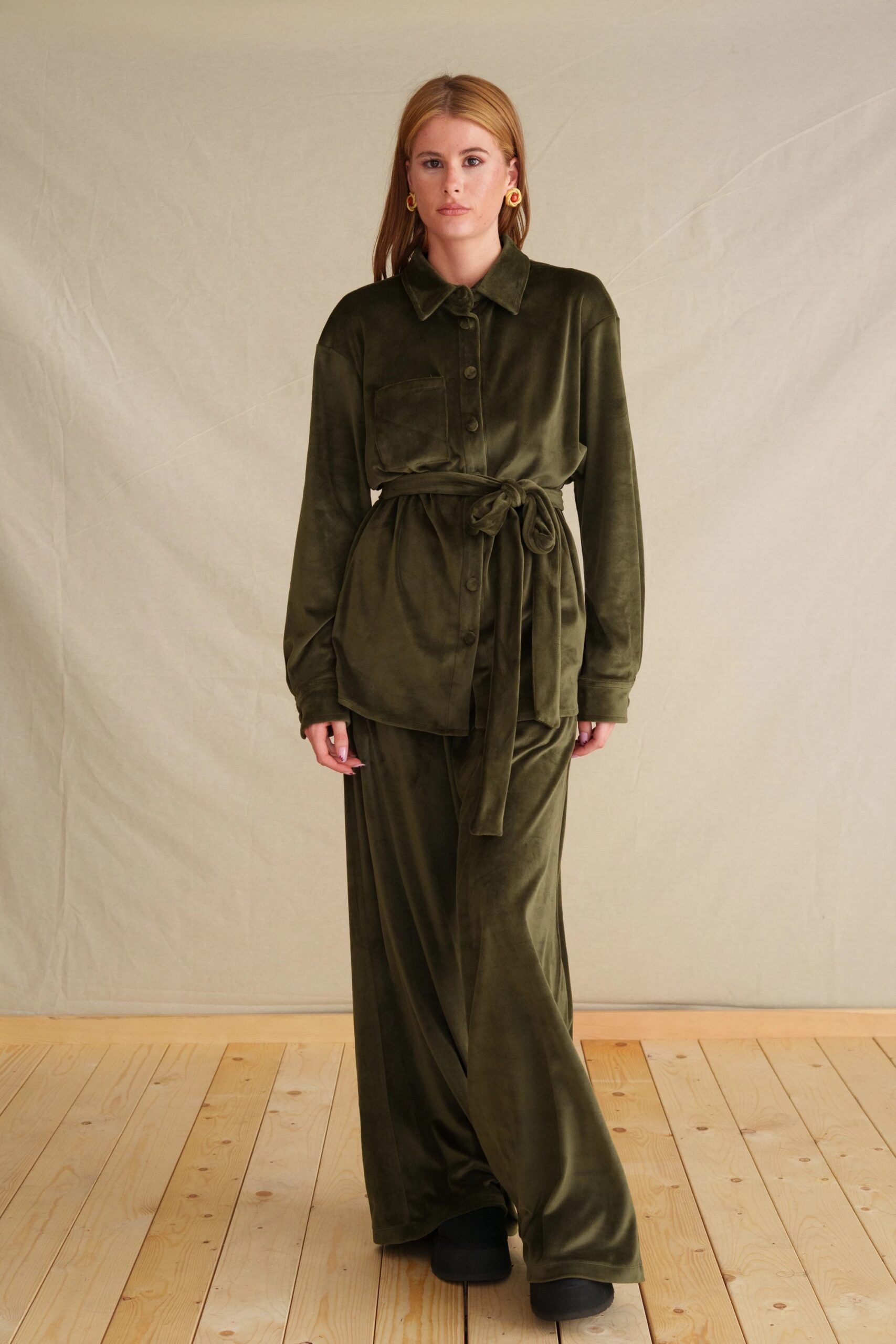 Retro Khaki Velvet Set