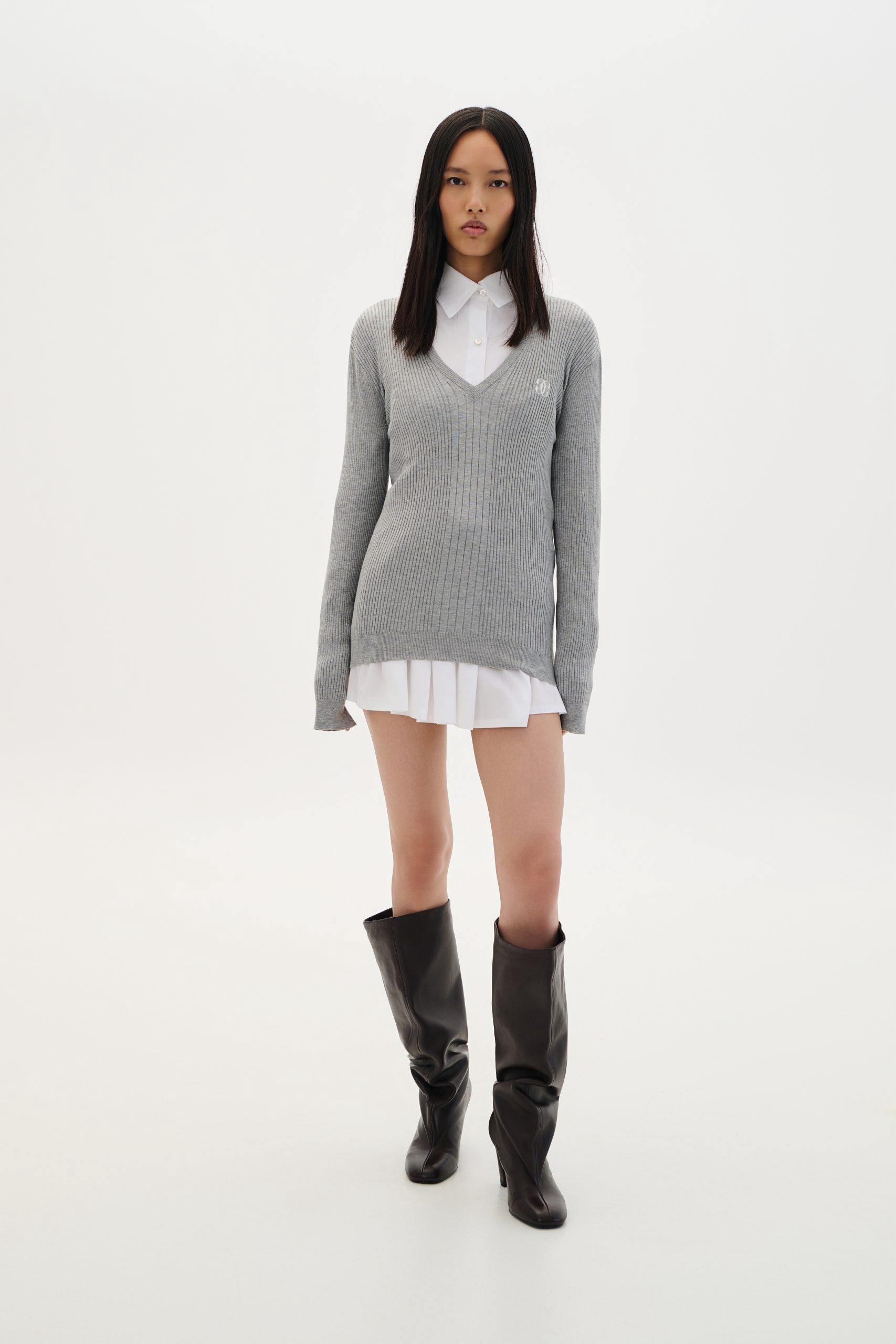 Blouse V-Neck Ribbed - Image 2