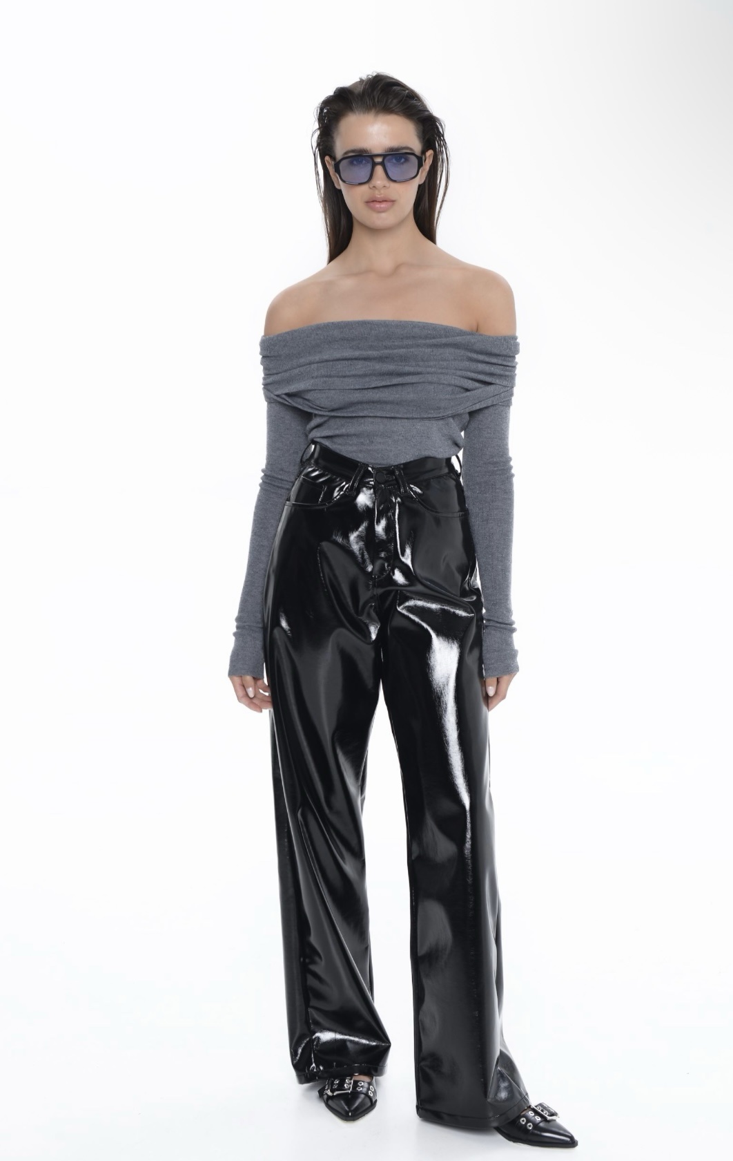 Selena Black Leather Pants