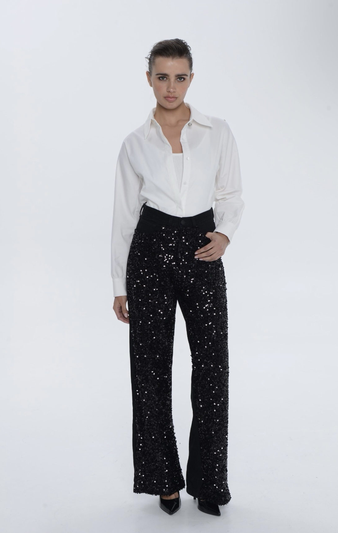 Audrey Sequined Jeans Black
