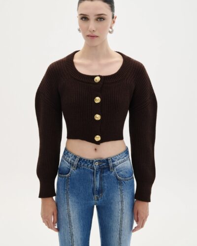 Cardigan Crop Gold Buttons