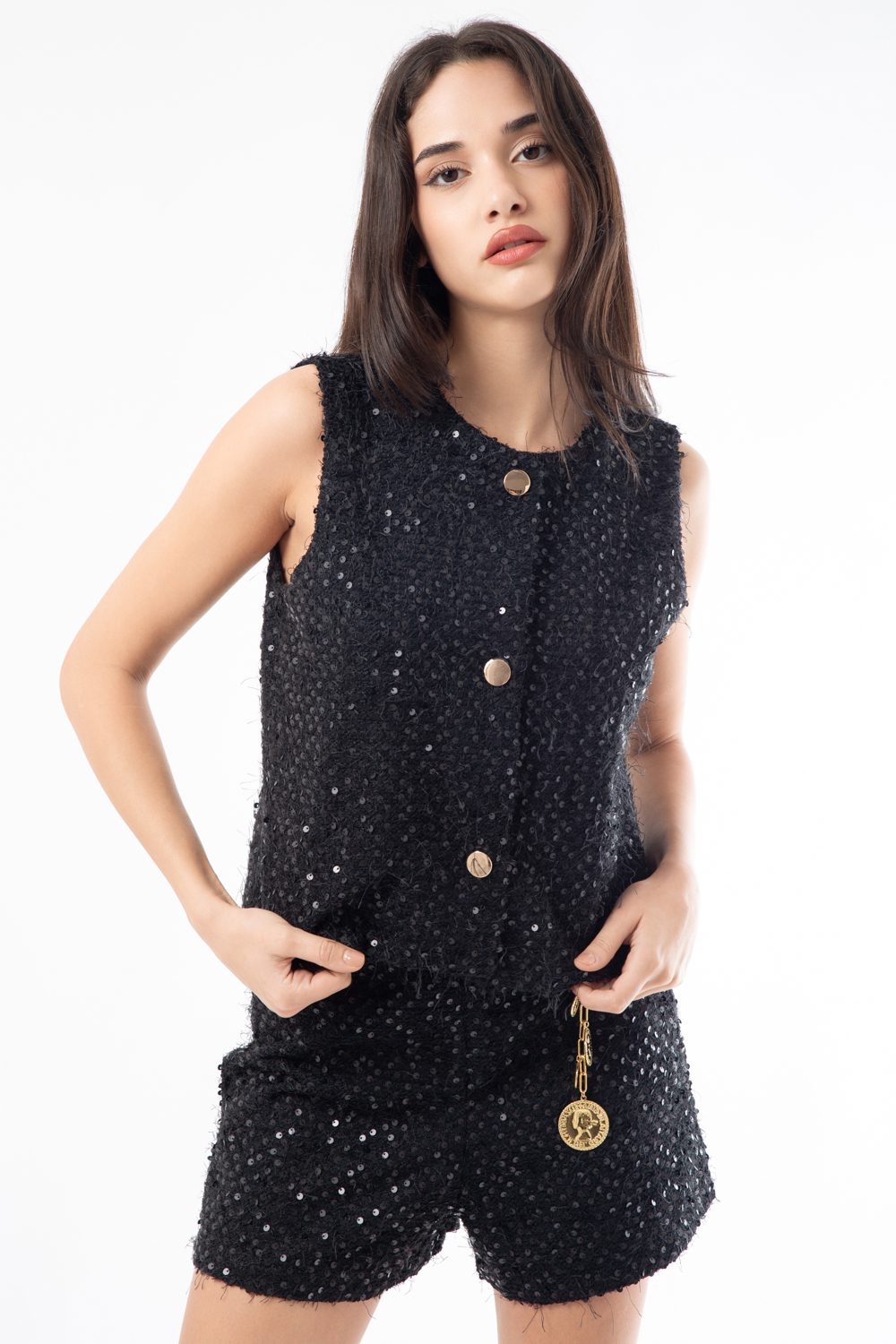 Midnight Sequin Vest