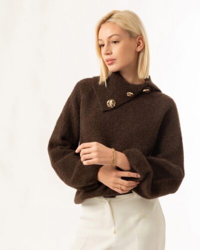 Elora Buttoned Sweater Brown