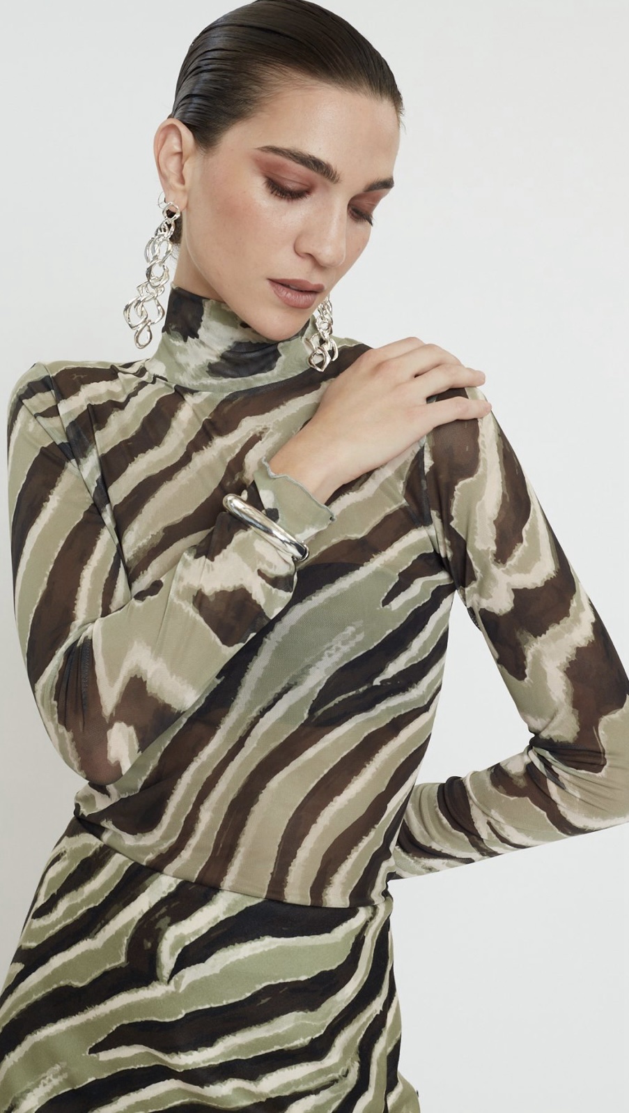 Keisi Tulle Top | Olive Zebra - Image 2
