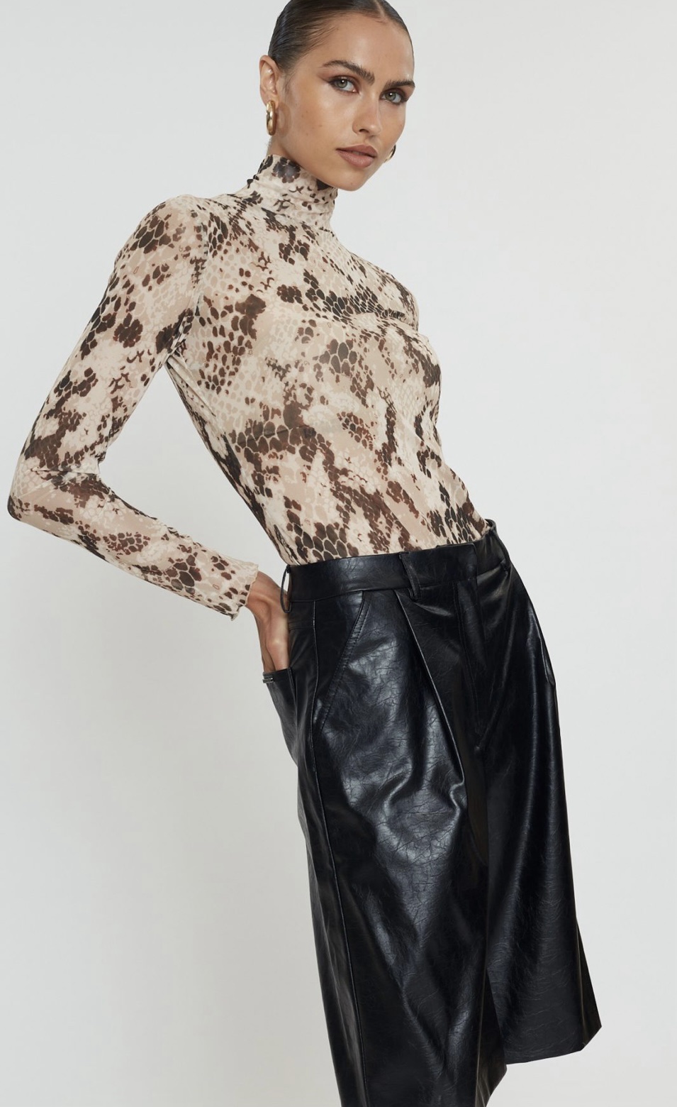 Keisi Tulle Top | Beige Snake