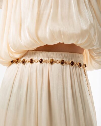 Ζώνη αλυσίδα με καφέ πέτρες