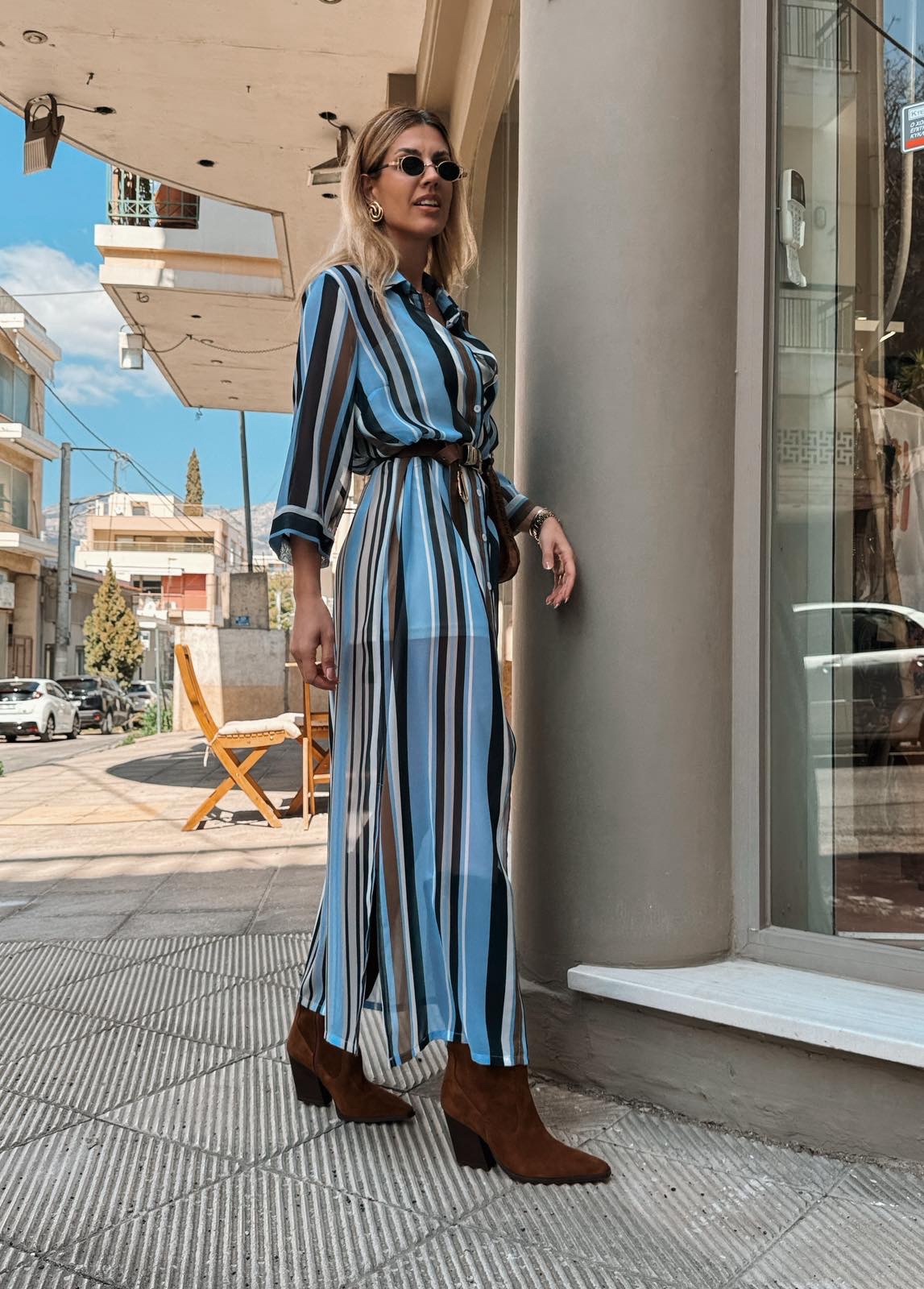 Liora Stripe Maxi Shirt-Dress - Image 2