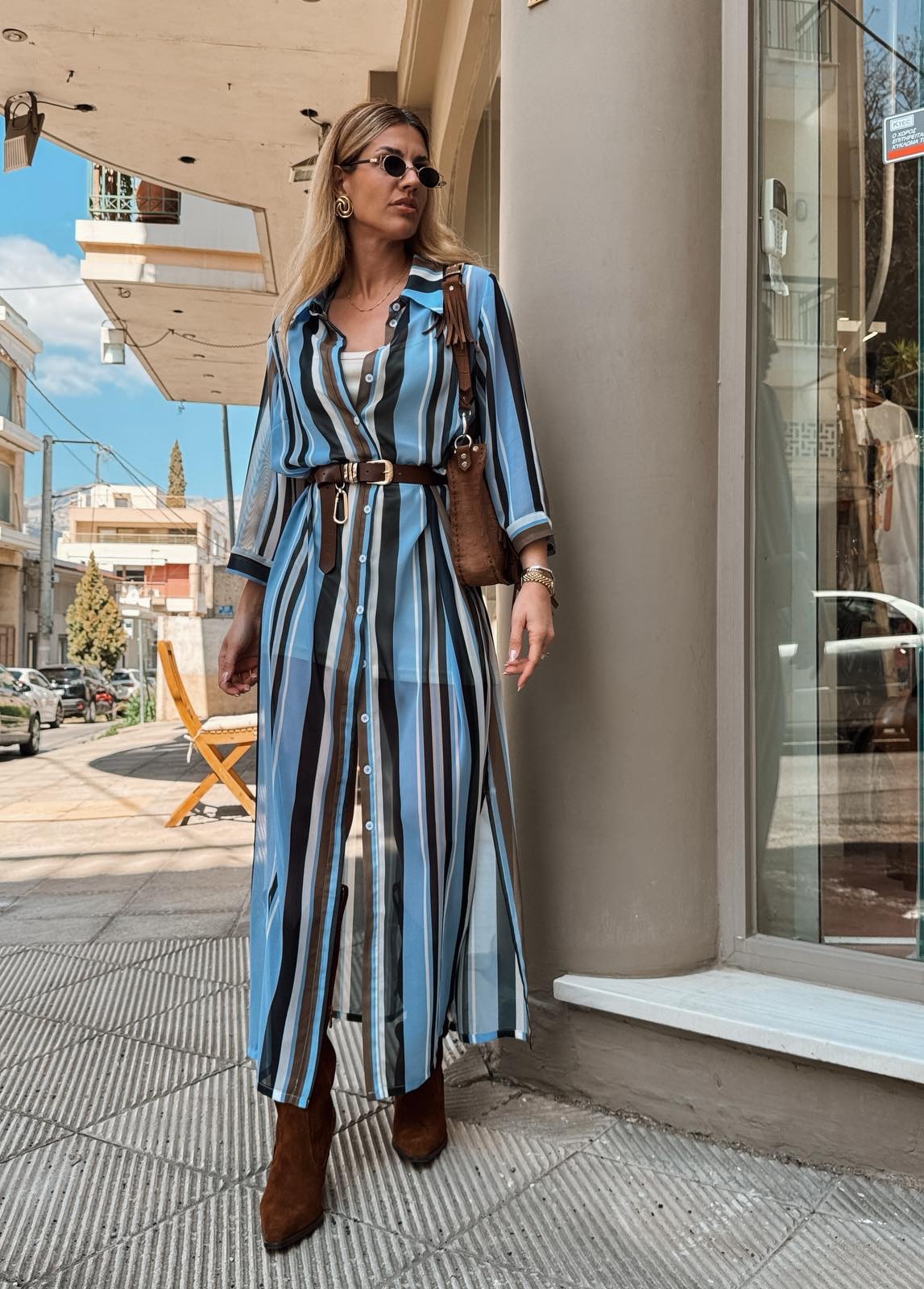 Liora Stripe Maxi Shirt-Dress - Image 5