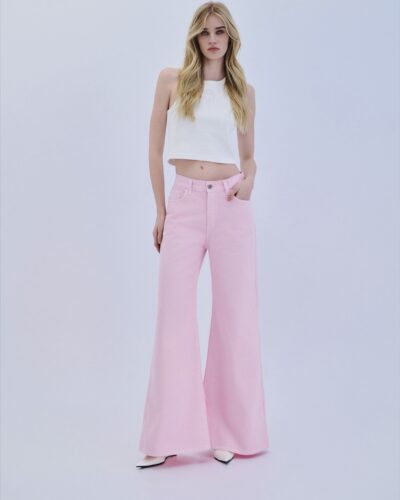 Denim Trouser Flare - Baby Pink