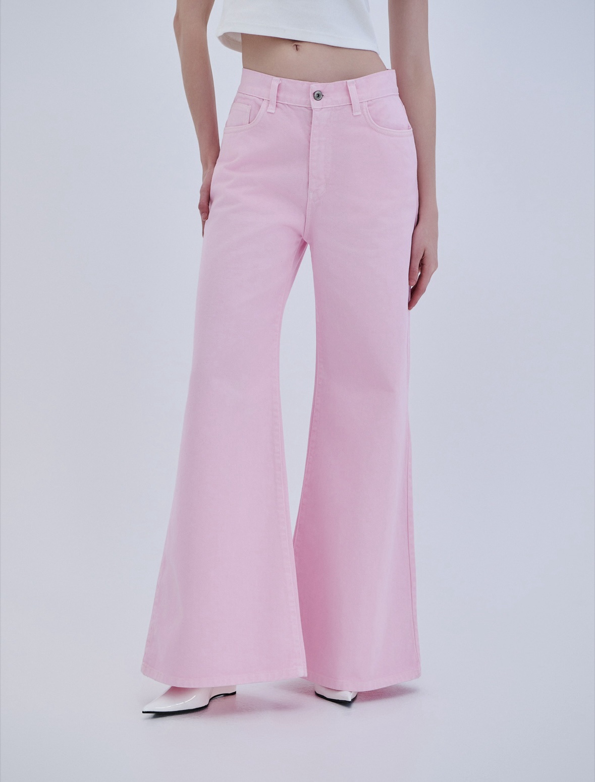 Denim Trouser Flare - Baby Pink - Image 2