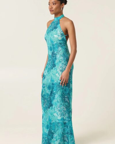 Aqua Sculpt Sequined Dress