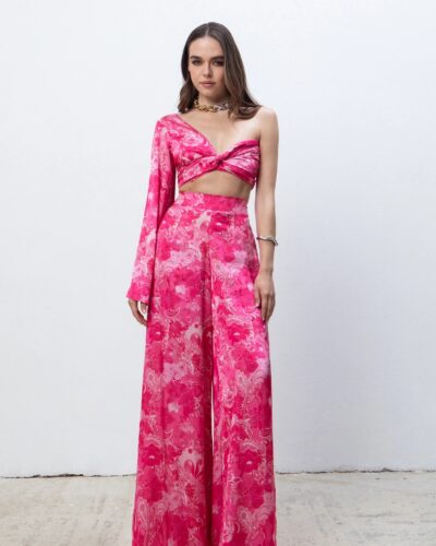 Fuchsia Paisley Satin Set