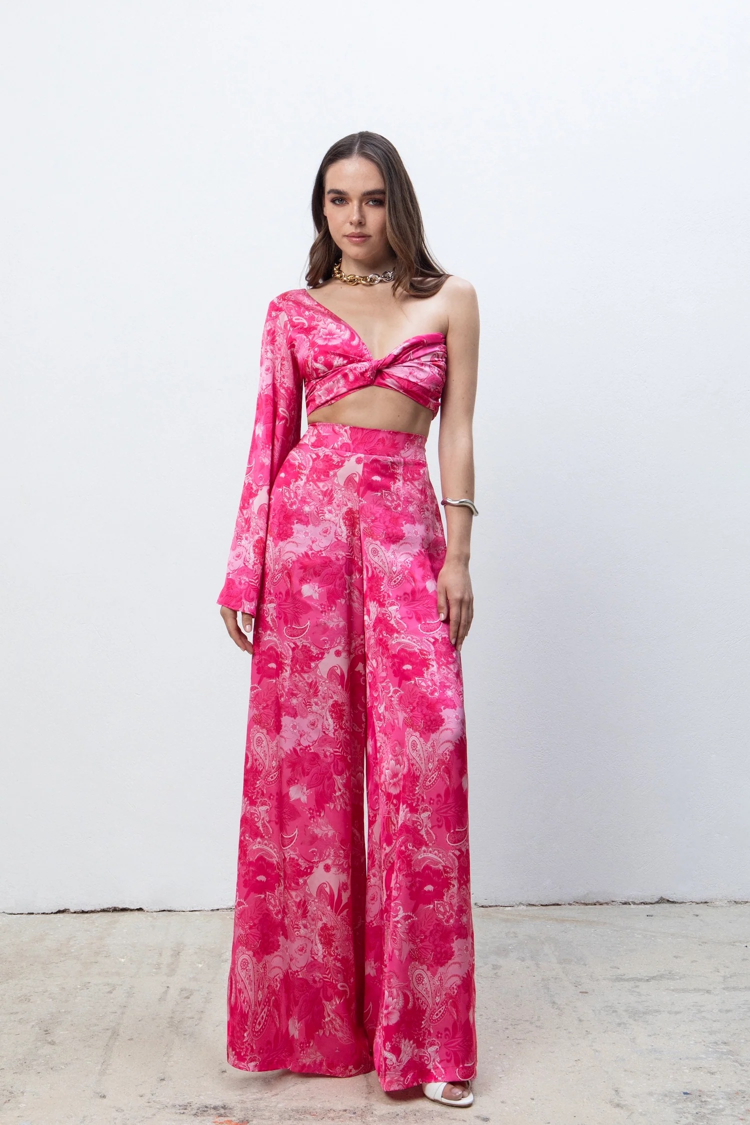 Fuchsia Paisley Satin Set