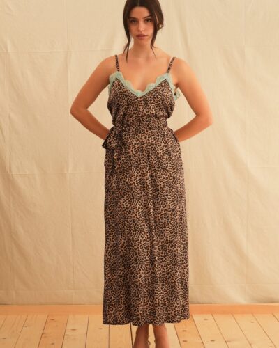 Animal Satin Maxi Dress