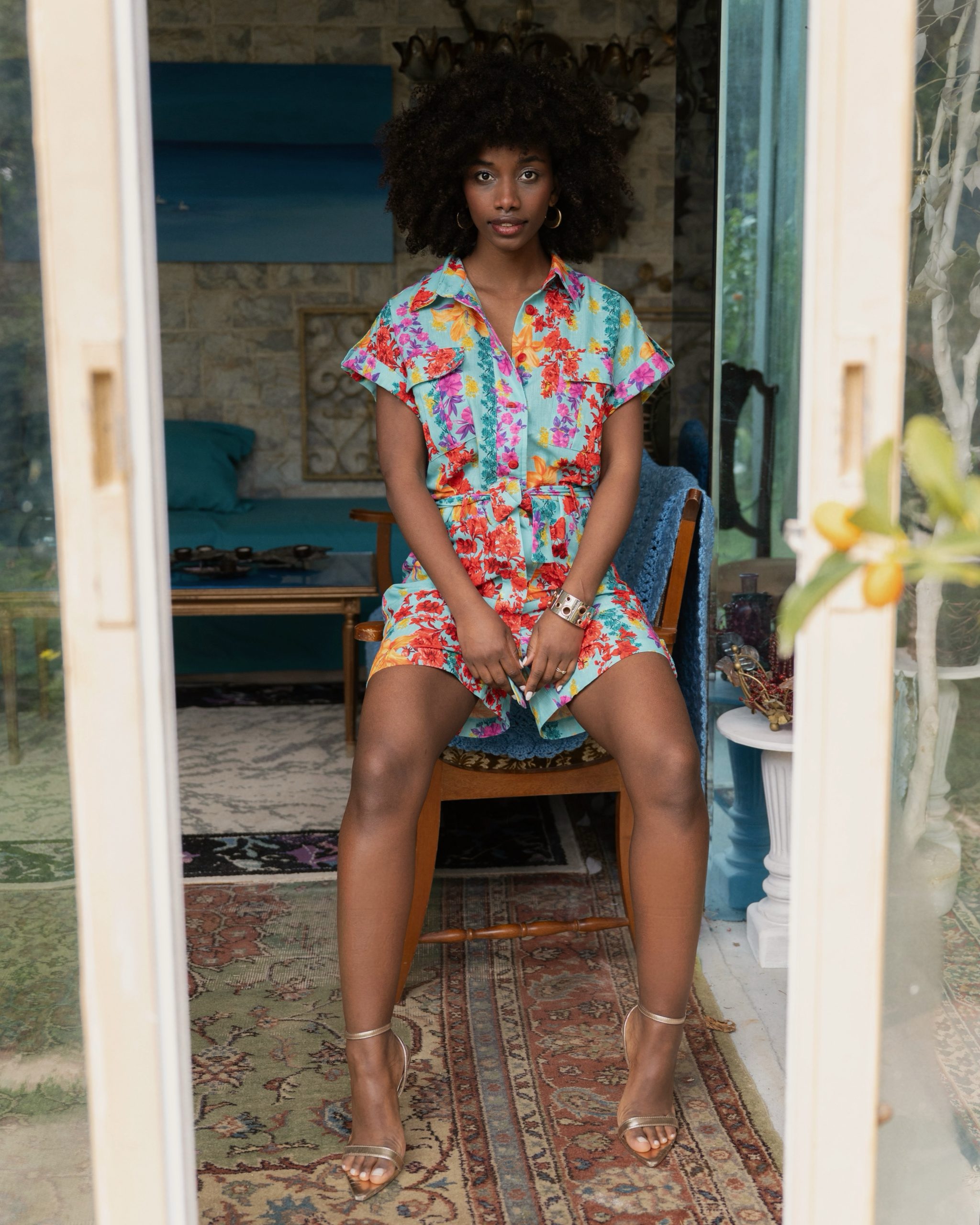 Zalia Blue Linen Jumpsuit - Image 2