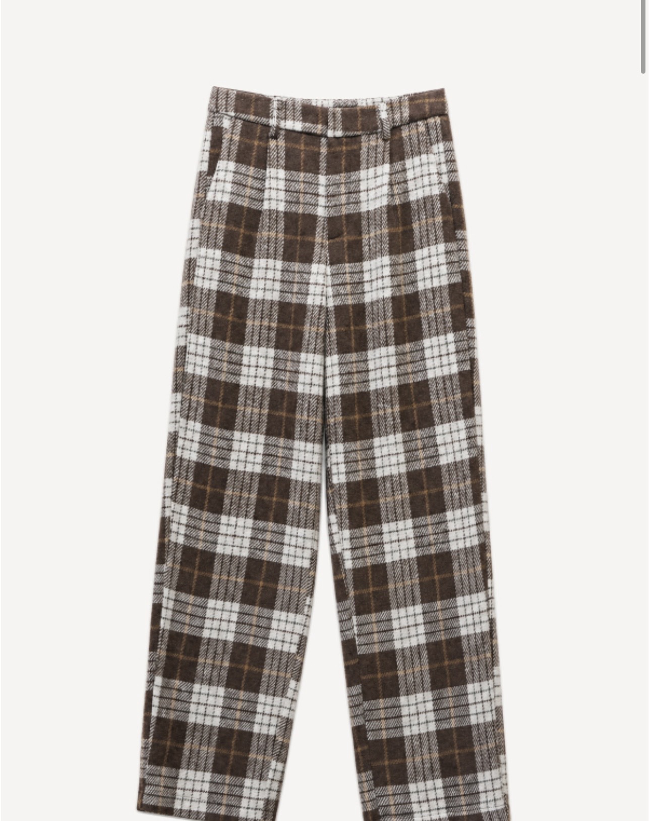 Cacao Plaid High-Waisted Pants