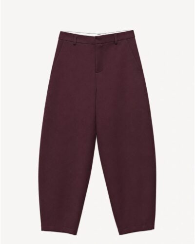 Burgundy Barrel-Leg Trousers