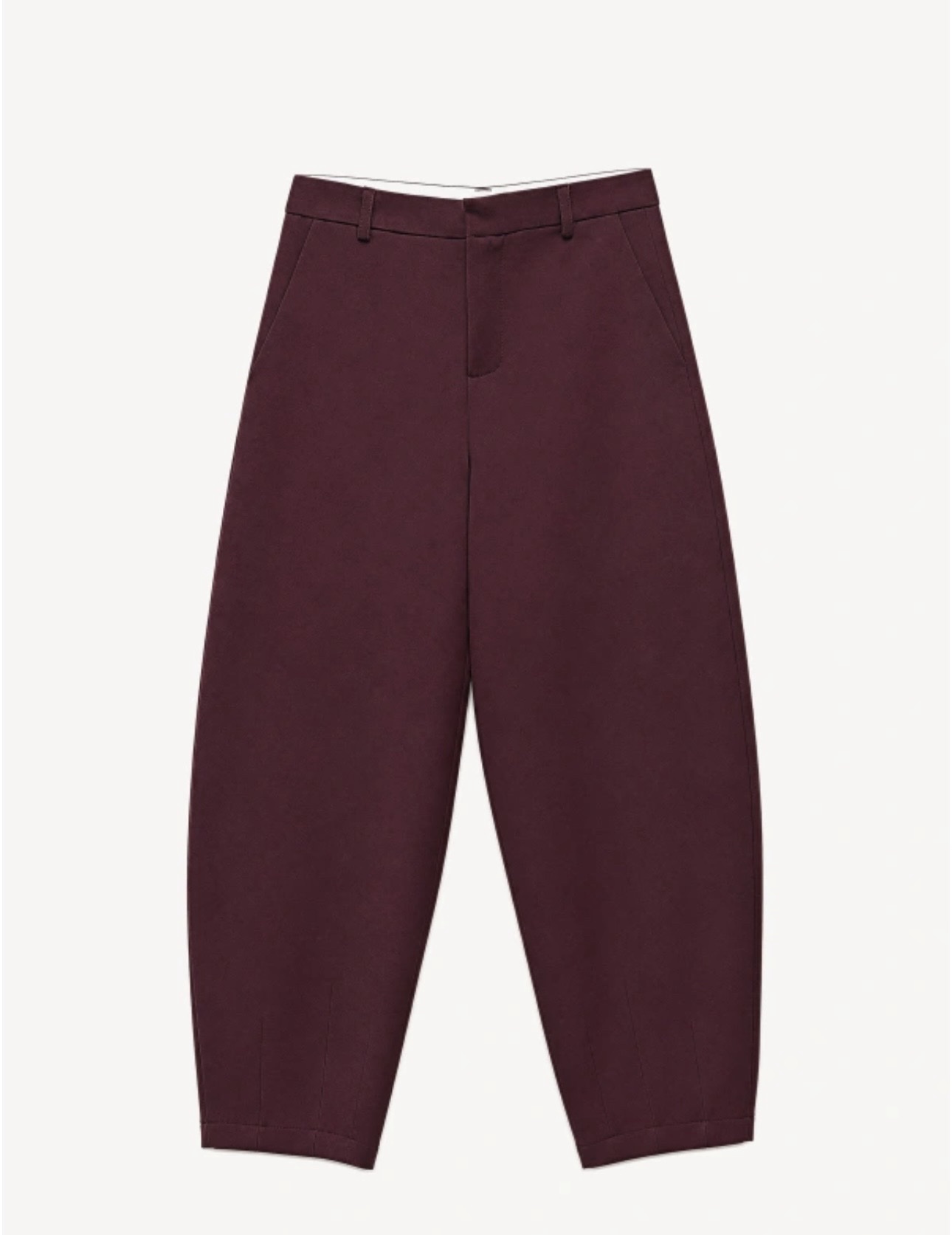 Burgundy Barrel-Leg Trousers