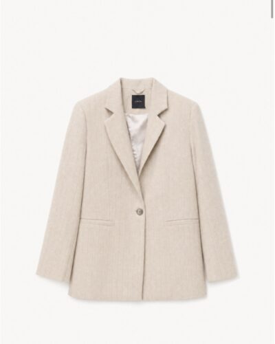 Beige Pinstripe Minimal Blazer