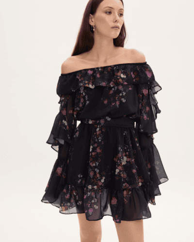 Eliza Off Shoulder Mini Ruffle dress